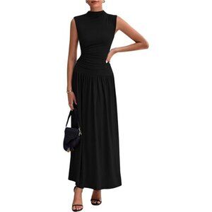 Womens Set Tank Tops Ruffle Maxi Skirts Black